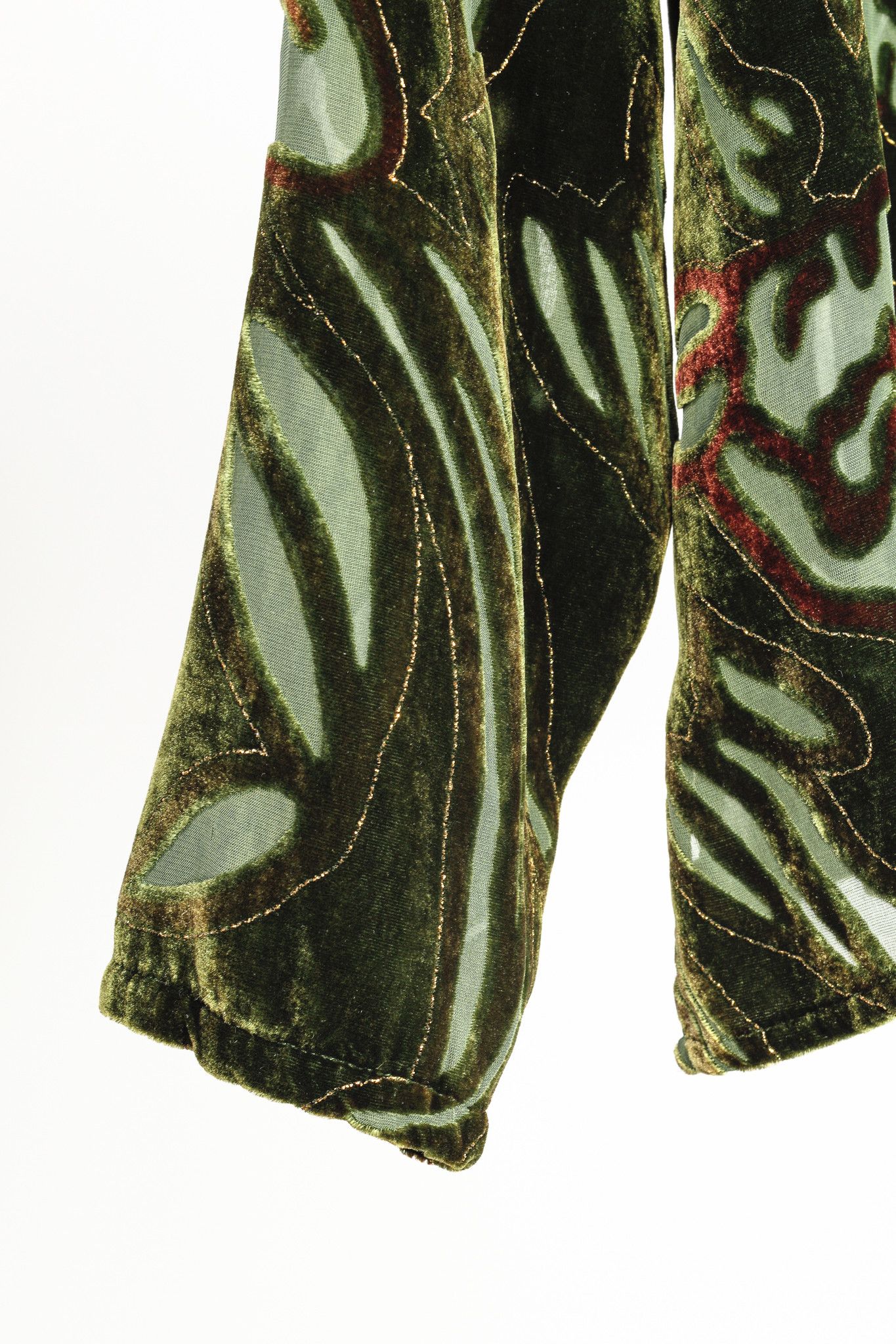 Citron Santa Monica Floral-Burnout Velvet Buttoned Shirt