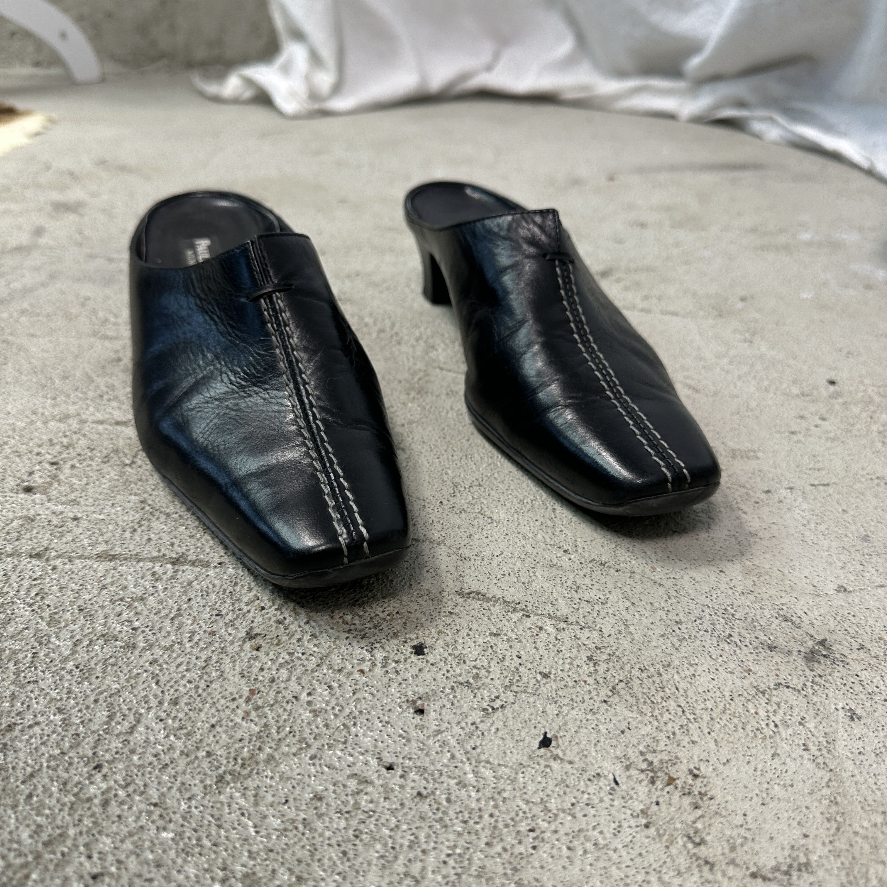 Vintage Vintage Avant Garde Slip on Leather Kitten Heels Y2K Size US 8 / IT 38 - 6 Thumbnail