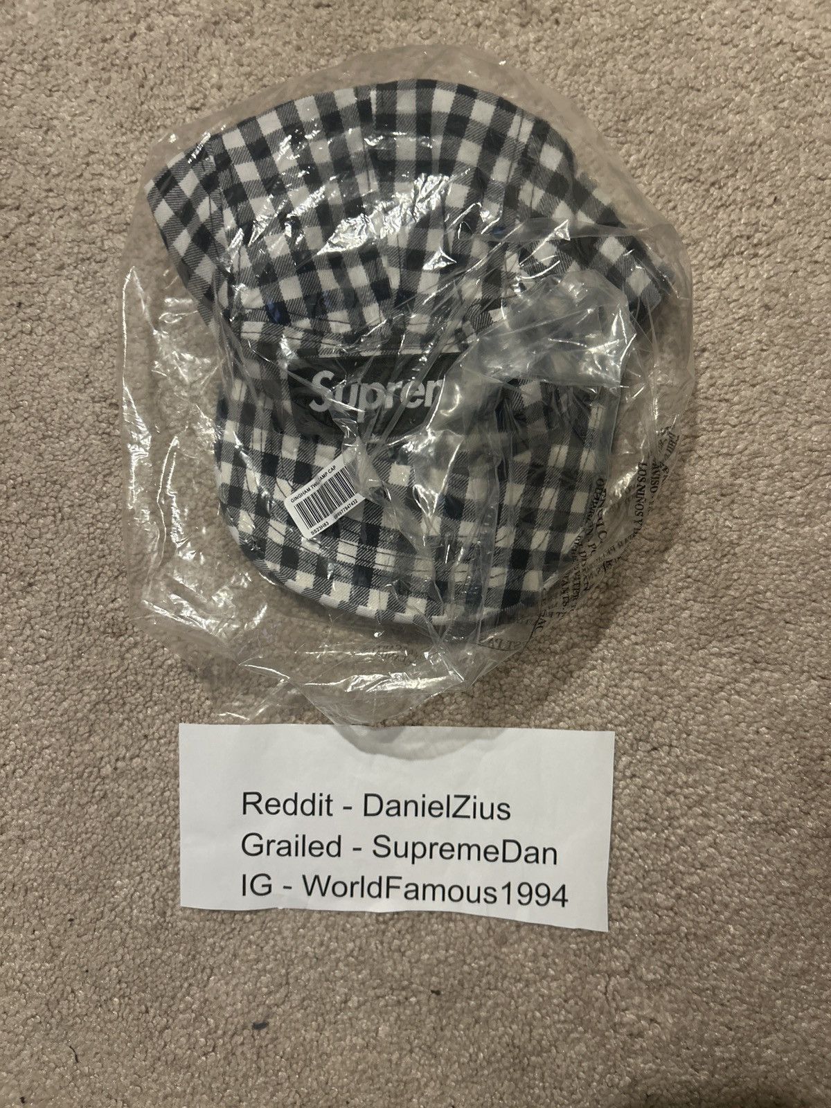 Supreme Supreme Gingham Camp Cap 'Black' Size ONE SIZE - 3 Thumbnail