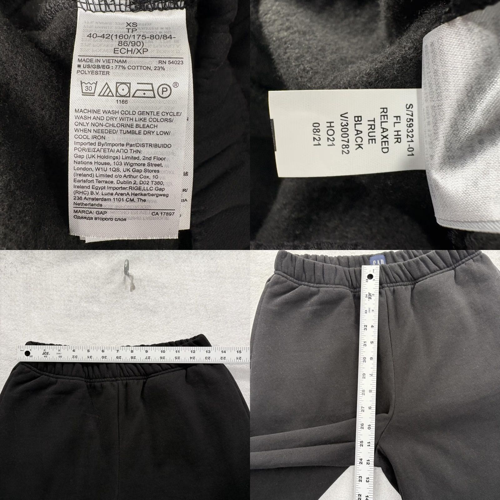 Gap Gap Fleece Sweatpants Womens XS Black Relaxed High Rise Elastic Waist Lounge NWT Size 26" / US 2 / IT 38 - 8 Thumbnail