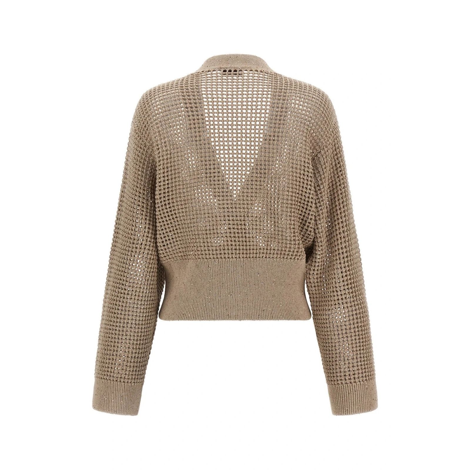Brunello Cucinelli BRUNELLO CUCINELLI Beige Sequin Mesh Cardigan New & Authenti Size XS / US 0-2 / IT 36-38 - 2 Thumbnail
