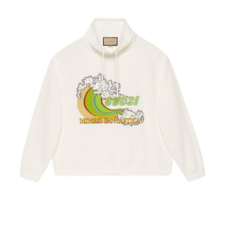 Gucci o1s1wg110225 Cotton Jersey Sweatshirt Hoodie in Off White Size US L / EU 52-54 / 3 - 1 Thumbnail