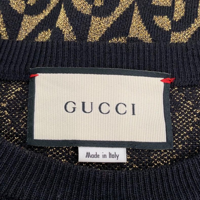 Gucci Gucci Black gold thread logo full print inlaid round-neck w Size US XS / EU 42 / 0 - 5 Thumbnail
