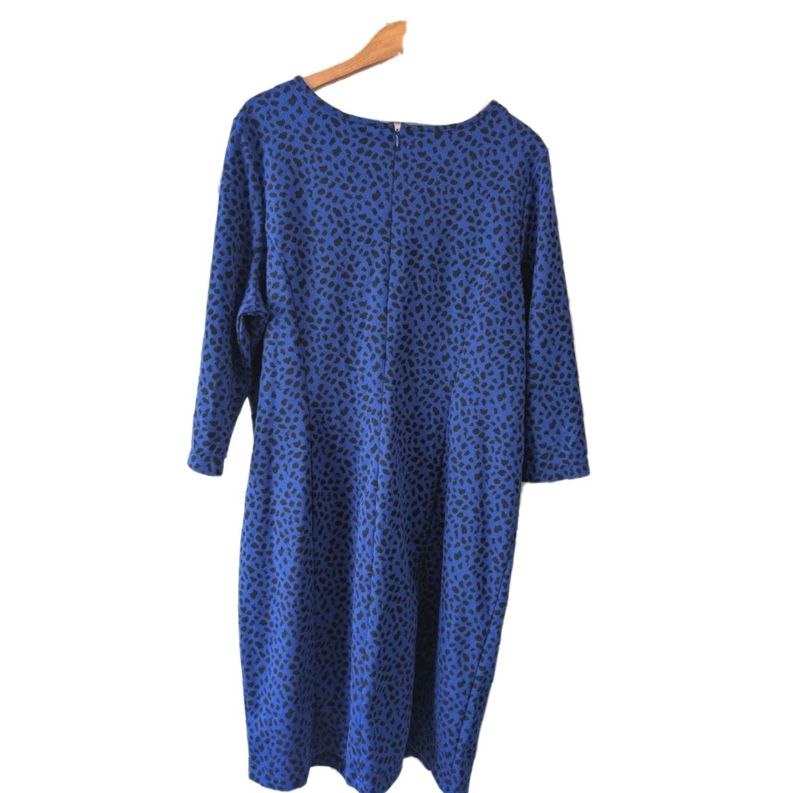 Vintage Joan Rivers Woman Sheath Dress XL Blue Animal Print 3/4 Sleeve Knee Length Zip Size XL / US 12-14 / IT 48-50 - 2 Thumbnail