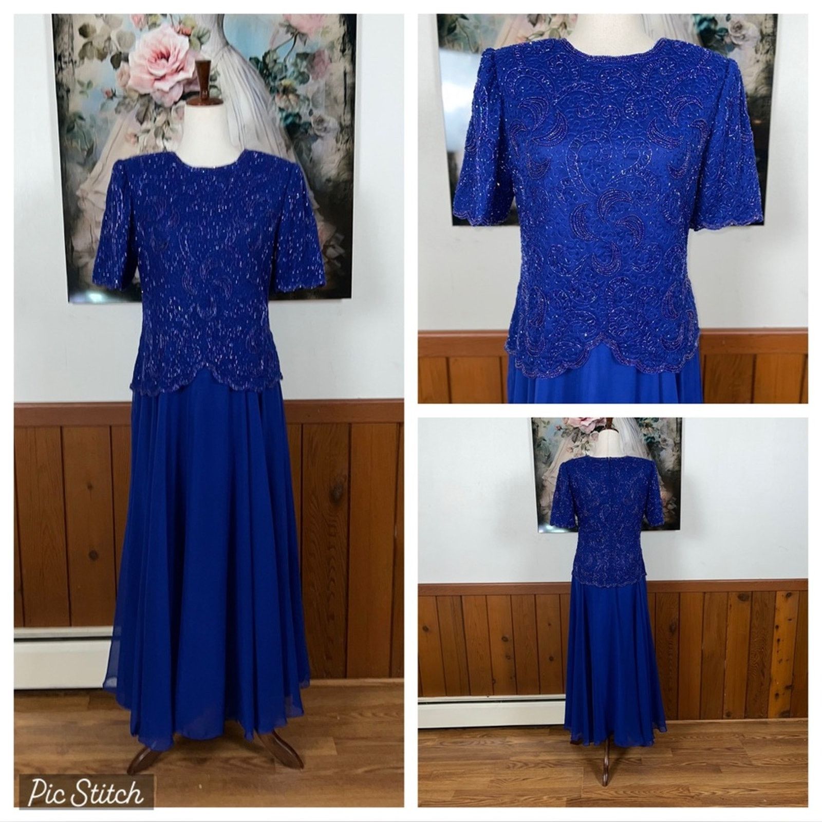 Vintage Vintage 1980s Brilliante Beaded Mother of the Bride Dress! Size M / US 6-8 / IT 42-44 - 1 Thumbnail