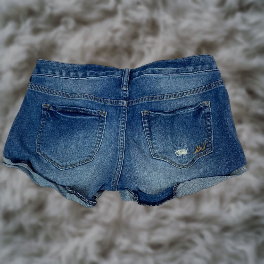Express Express Womens Shorts Size 2 Blue Denim Distressed Stretch Cuffed Size 26" / US 2 / IT 38 - 1 Thumbnail