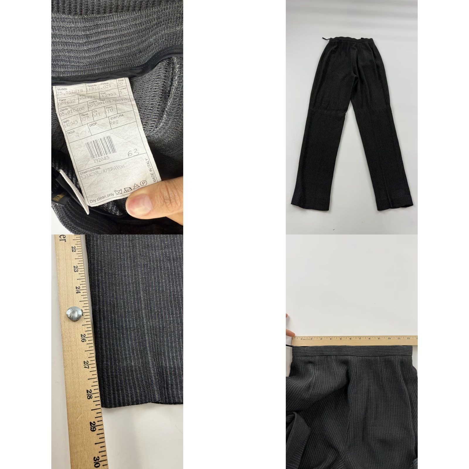 Donna Karan Donna Karan Essentials Dress Pants Womens 2 Gray Wool Blend Ribbed Textured Made in Italy Size 26" / US 2 / IT 38 - 8 Thumbnail