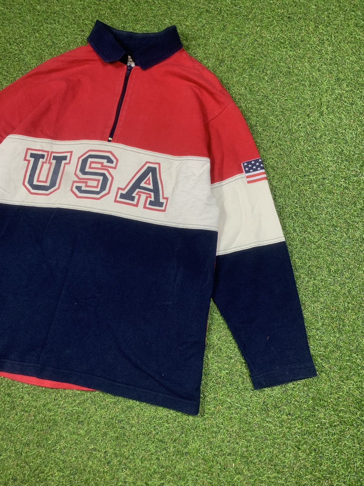 Japanese Brand Vintage 90s USA 1/4 sweatshirt big logo streetwear style Size US M / EU 48-50 / 2 - 2 Thumbnail