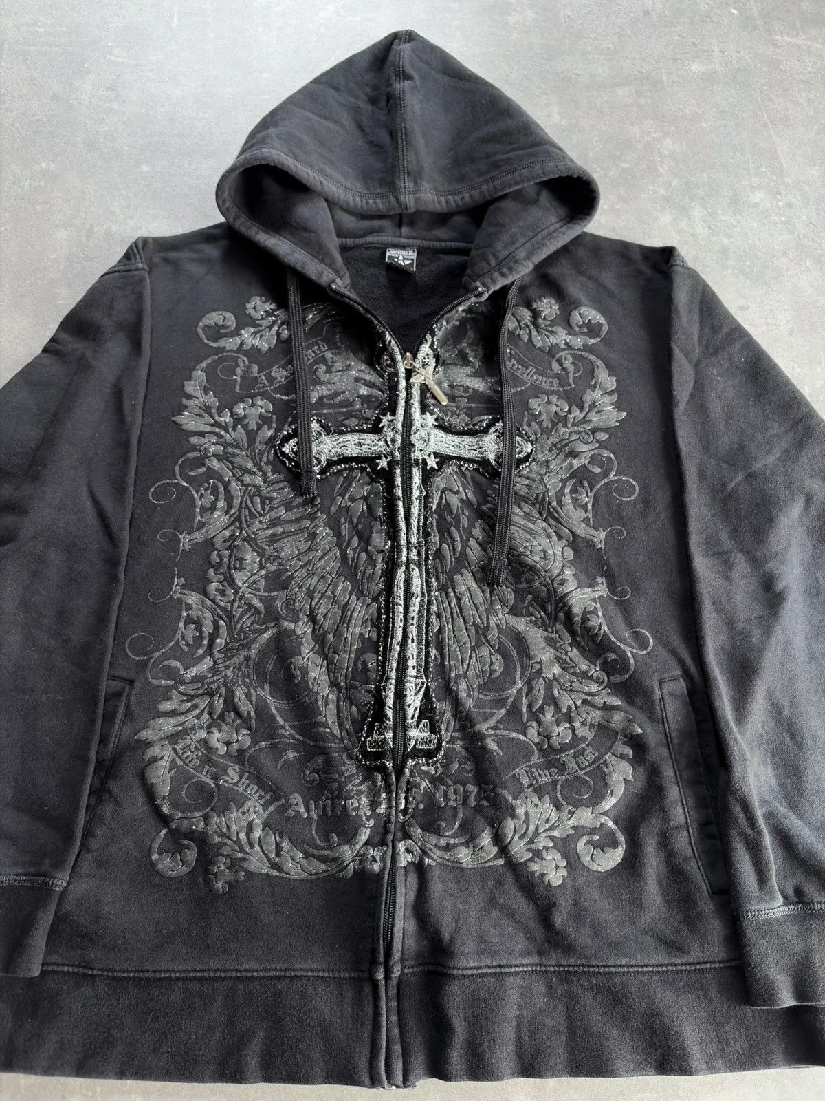 Avirex Avirex Rare Big Cross Baggy Zip Hoodie XXL XL Affliction Size US XXL / EU 58 / 5 - 6 Thumbnail