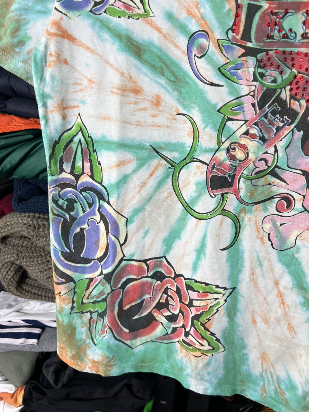 Ed Hardy Ed Hardy Love Kills Tie-Dye T-shirt Green/Orange Size L Size US L / EU 52-54 / 3 - 5 Thumbnail