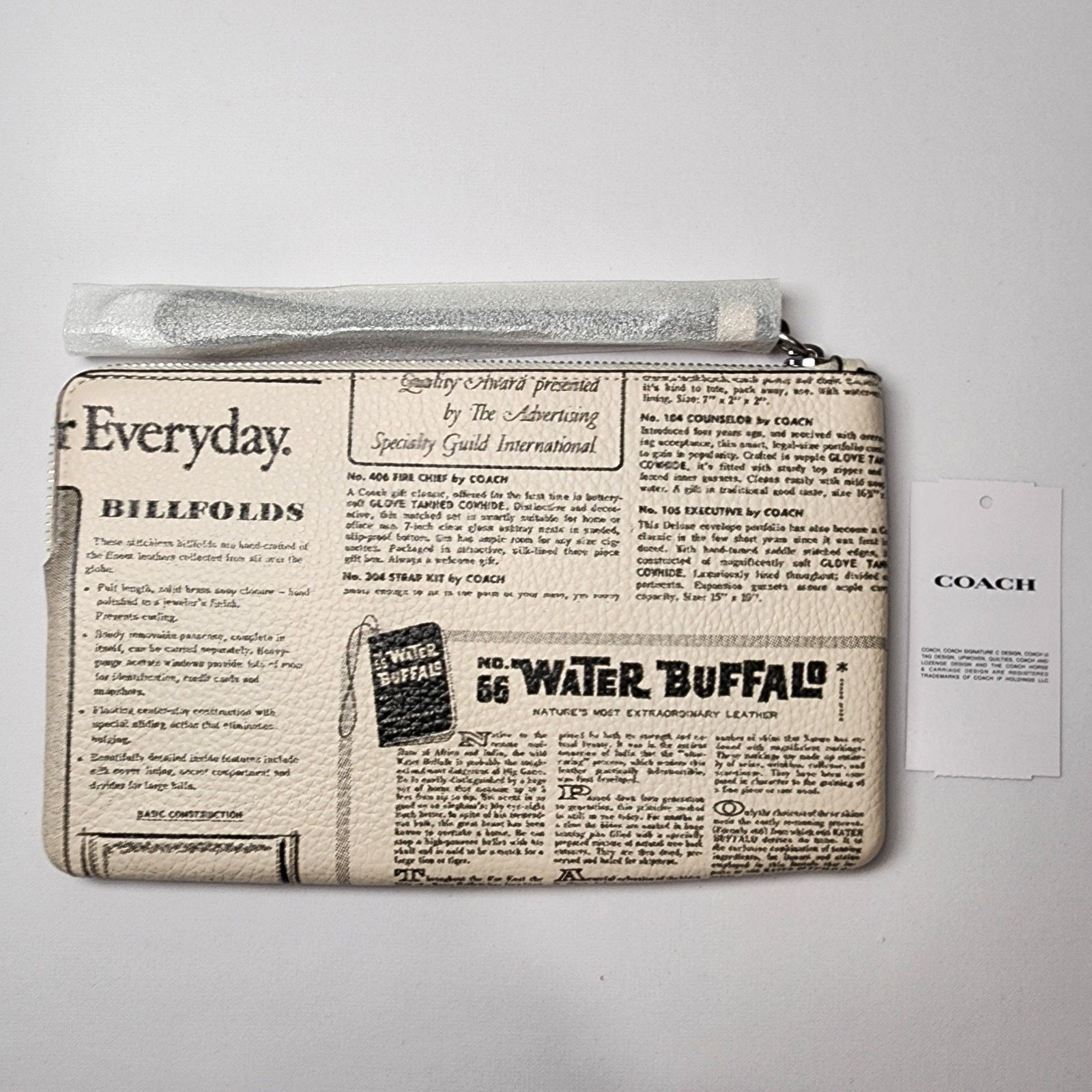 Coach NWT COACH CDE80 Large Corner Zip Wristlet Newspaper Print Size ONE SIZE - 2 Thumbnail