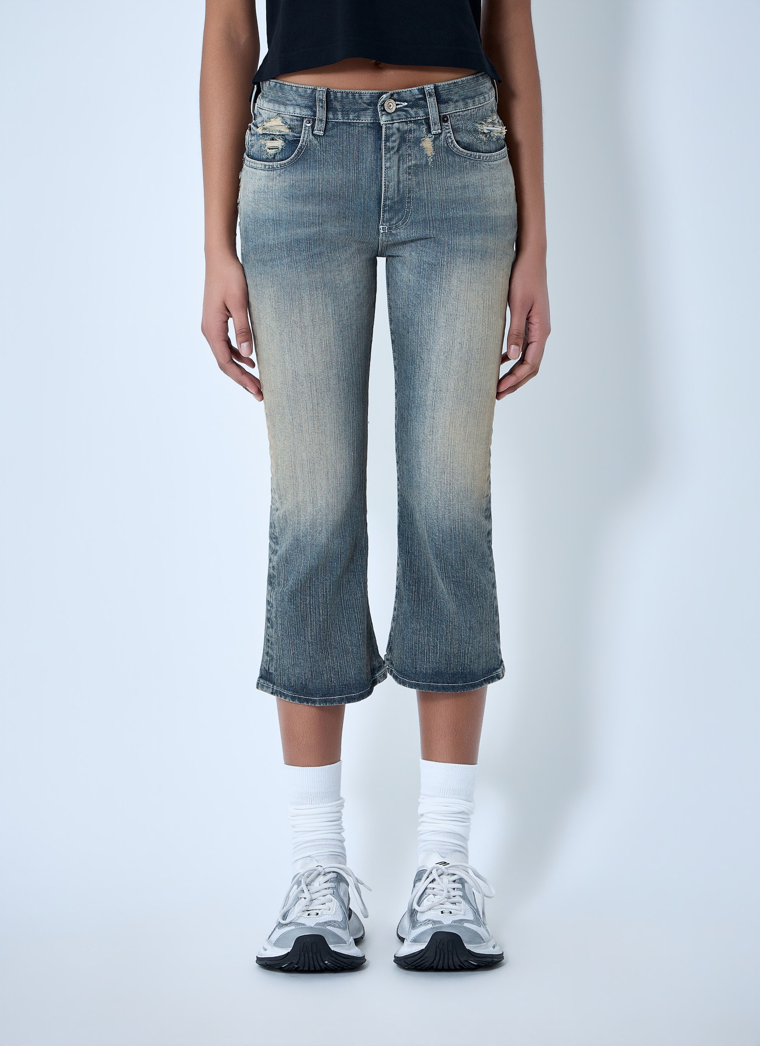 Balenciaga Cropped Distressed Denim Jeans Size 26" / US 2 / IT 38 - 1 Thumbnail