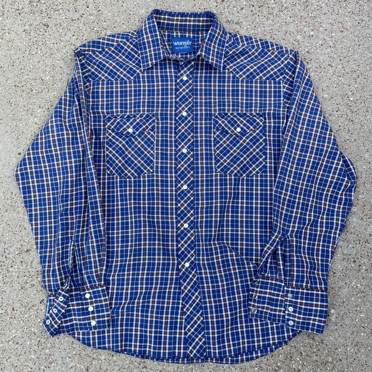 Vintage × Wrangler Vintage Wrangler Western Pearl Snap Plaid Button Up LS Shirt Size US XL / EU 56 / 4 - 2 Thumbnail