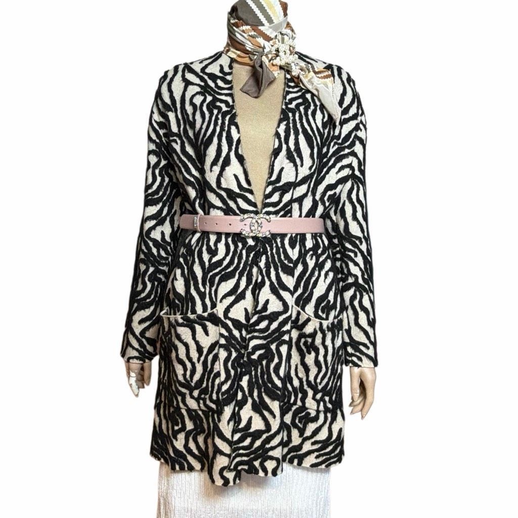Zara Zara Knit Limited Edition Textured Zebra Cardigan Coat, Luxe Size M / US 6-8 / IT 42-44 - 1 Thumbnail