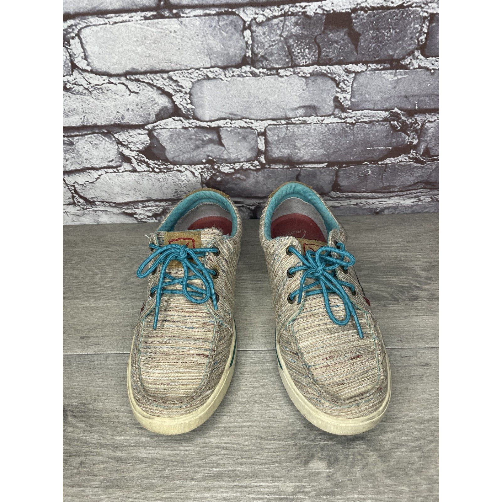 Other Hooey Loper By Twisted X Tan Fabric Western Blue Lace Shoes Size US 6.5 / IT 36.5 - 9 Thumbnail