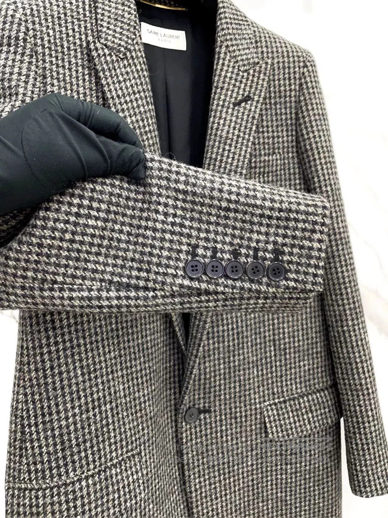 Saint Laurent Paris Saint Laurent Black Houndstooth Wool Blazer. Size XXS / US 00 / IT 34 - 6 Thumbnail