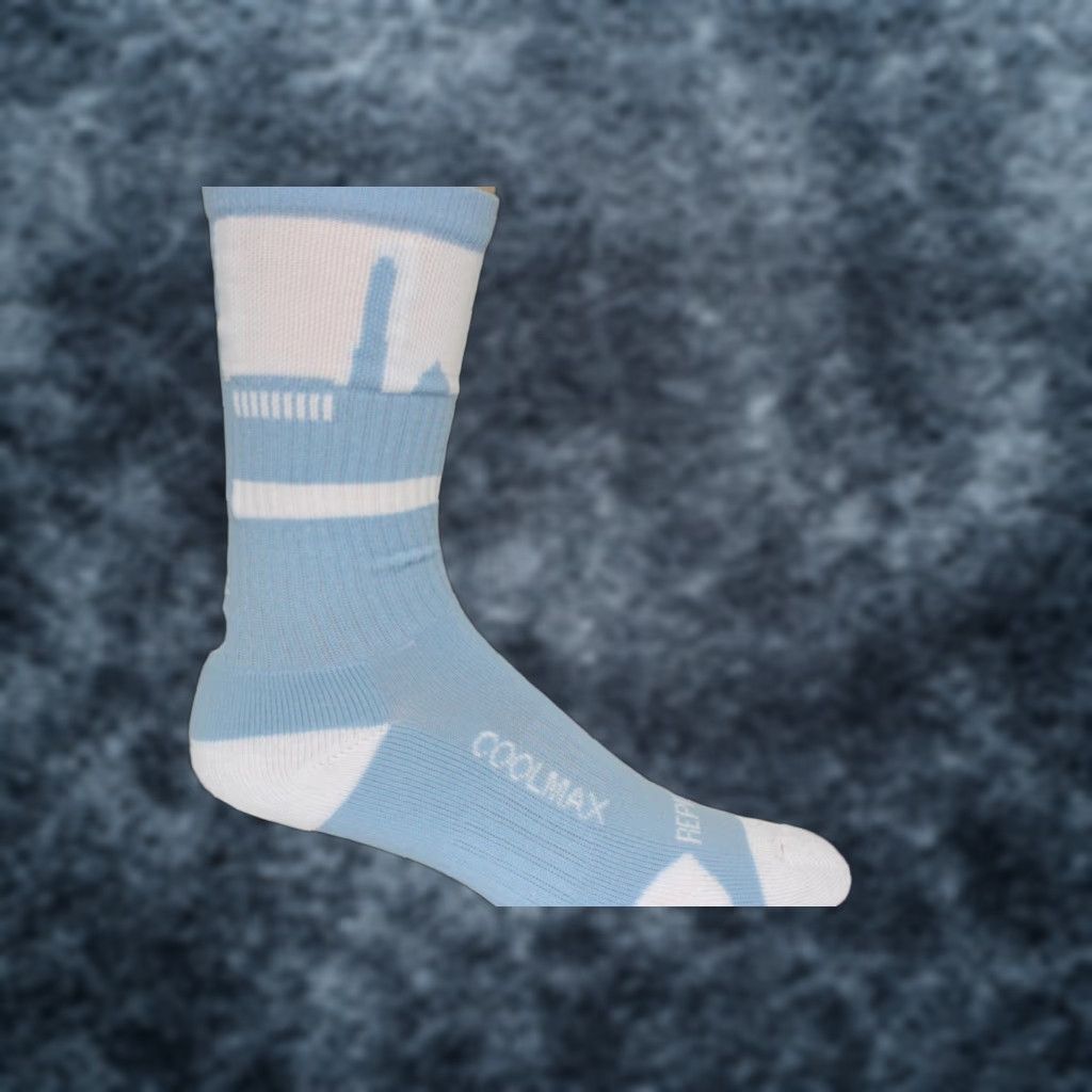 Vintage Rep It City Washington DC Socks Mens City Socks Light Blue White CoolMax Athletic Socks M/L United States Size ONE SIZE - 1 Thumbnail