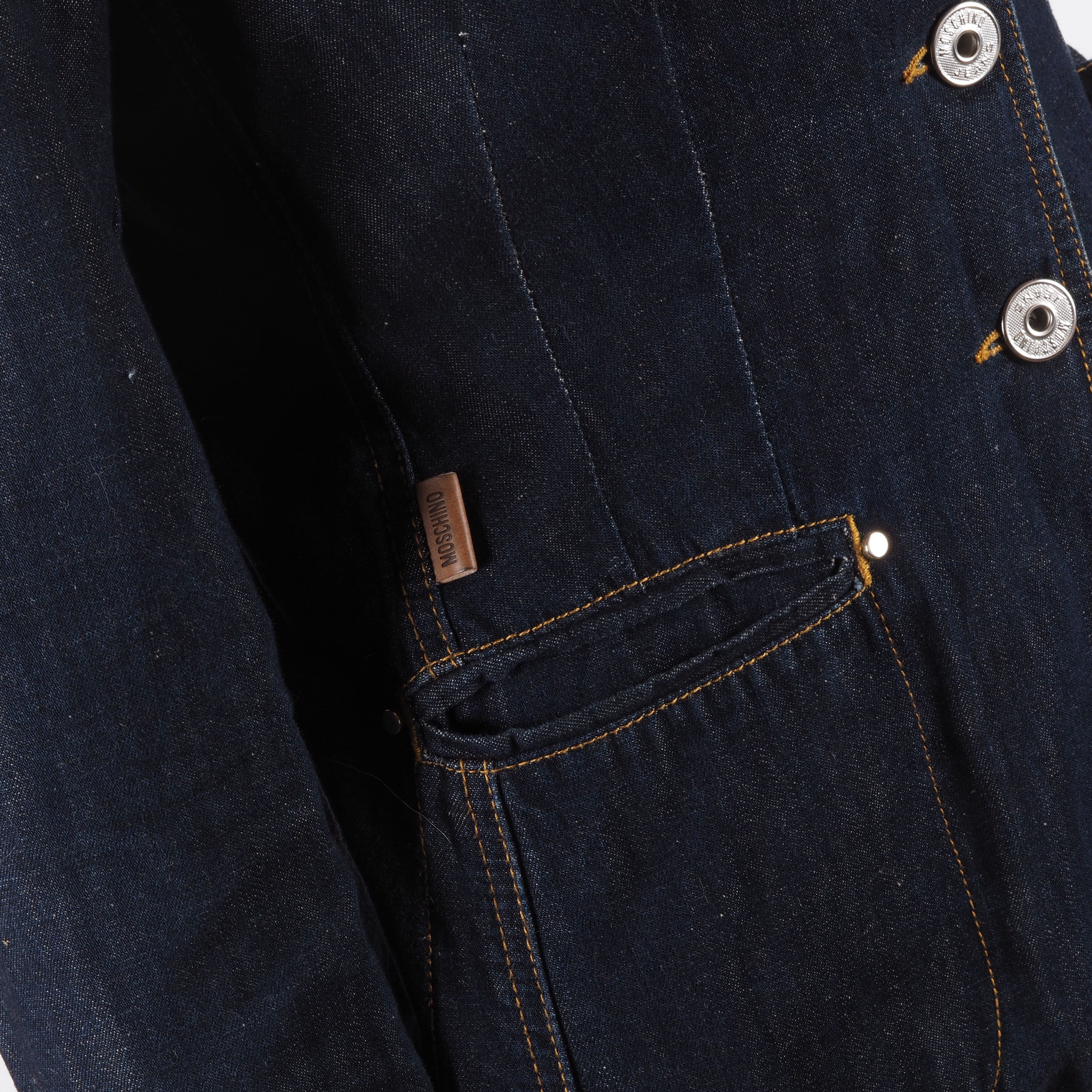Moschino × Vintage Moschino Jeans Vintage 90s Dark Blue Jean Denim Jacket Size L / US 10 / IT 46 - 4 Thumbnail