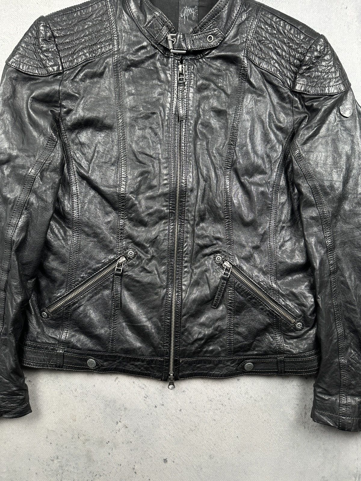 Leather Gipsy Archive Y2K Black Leather Moto Biker Jacket Womens 90s Size M / US 6-8 / IT 42-44 - 13 Thumbnail