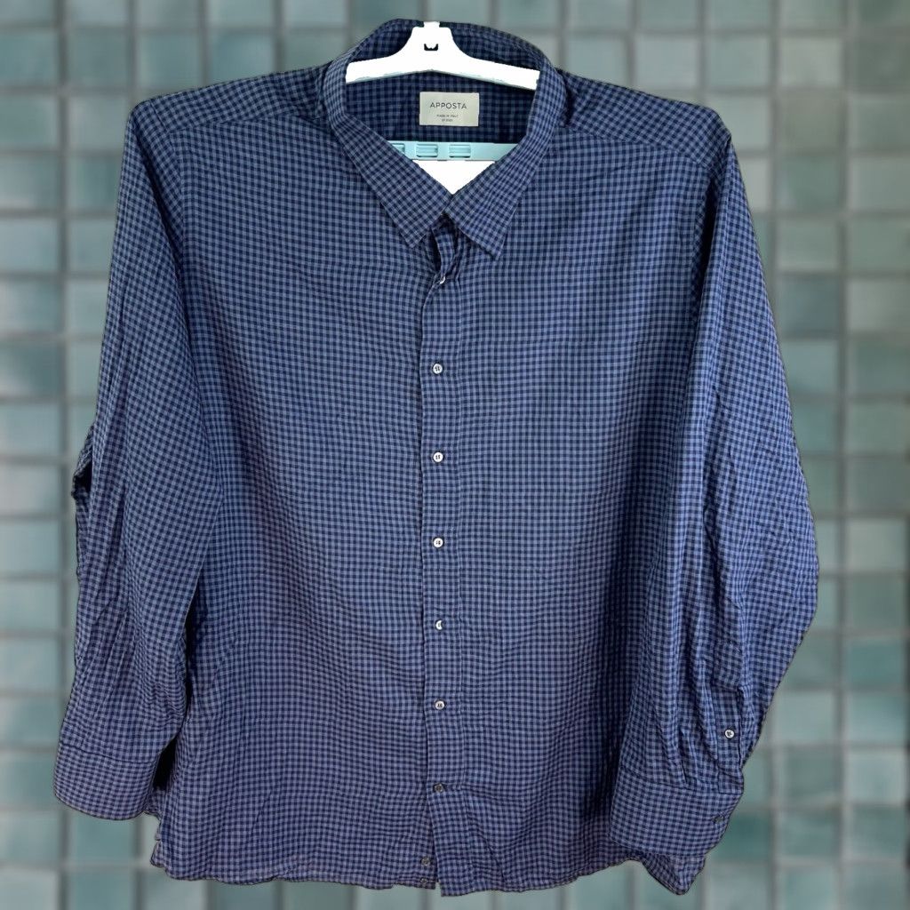 Vintage VINTAGE Apposta Checked Flannel Shirt Mens 4XL Blue Button-Down Collared Casual Winter 4XL Men Blue Check Size US XXL / EU 58 / 5 - 1 Thumbnail