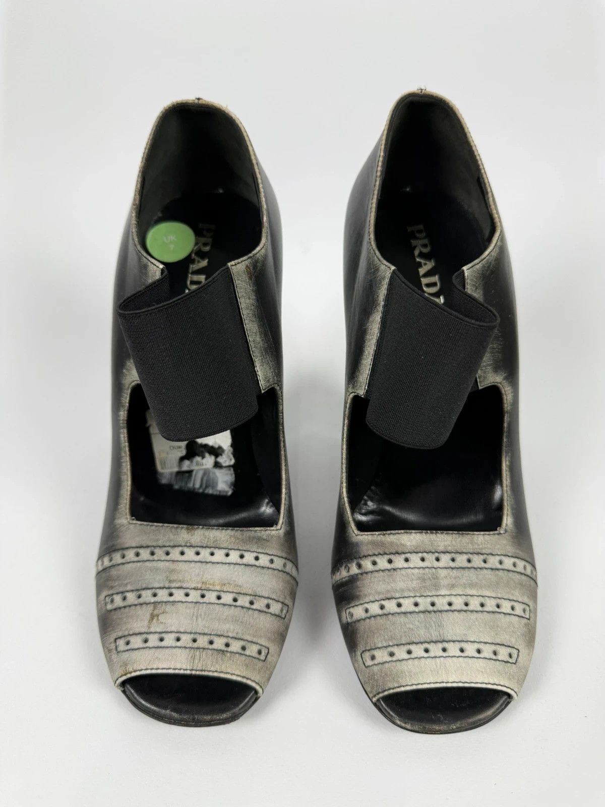 Prada Prada Distressed Open Toe Heel Pumps size 40 Size US 10 / IT 40 - 2 Thumbnail