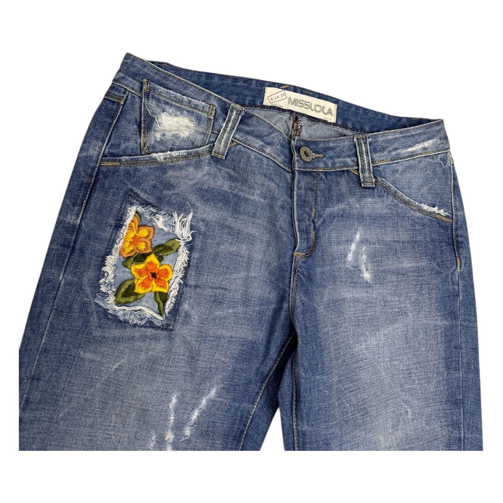 Other MISS LOLA Floral Designer Denim Pants Jeans Womens 30x34 Size 30" / US 8 / IT 44 - 5 Thumbnail