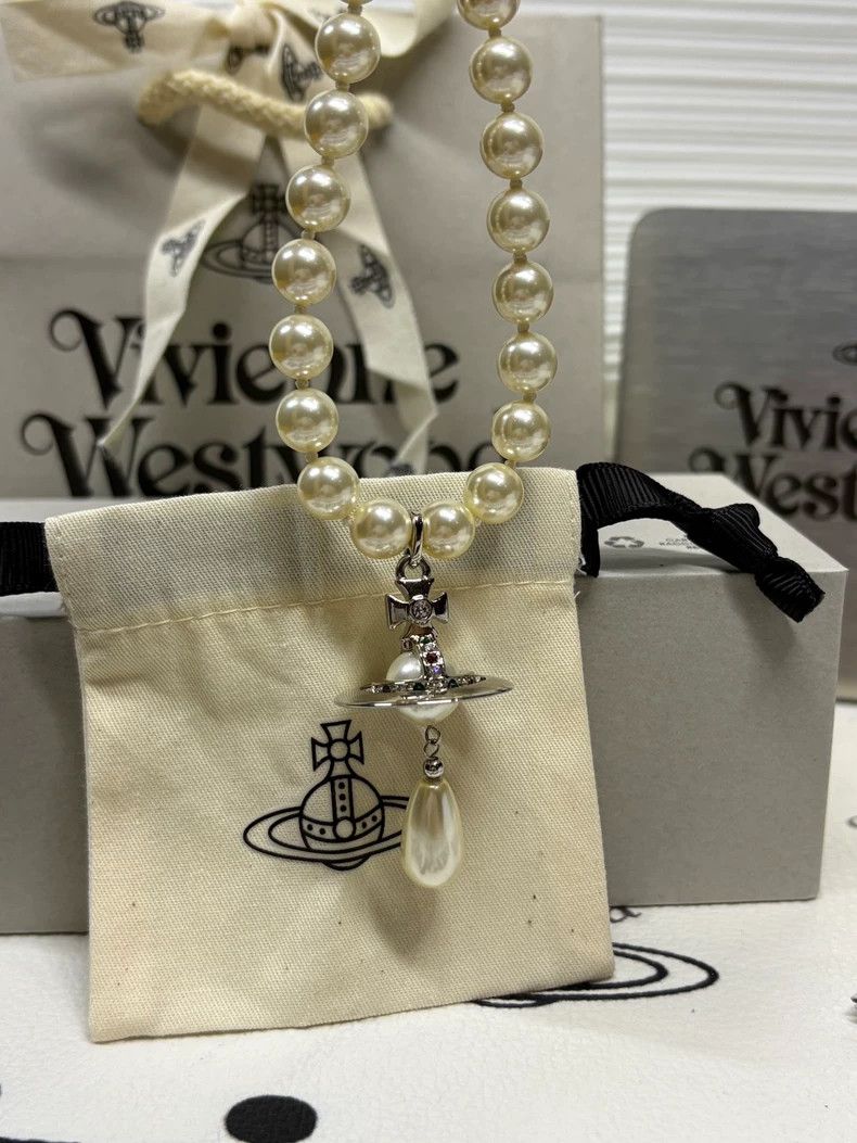 Vivienne Westwood Vivienne Westwood Saturn pendant imitation pearl necklace Size ONE SIZE - 5 Thumbnail