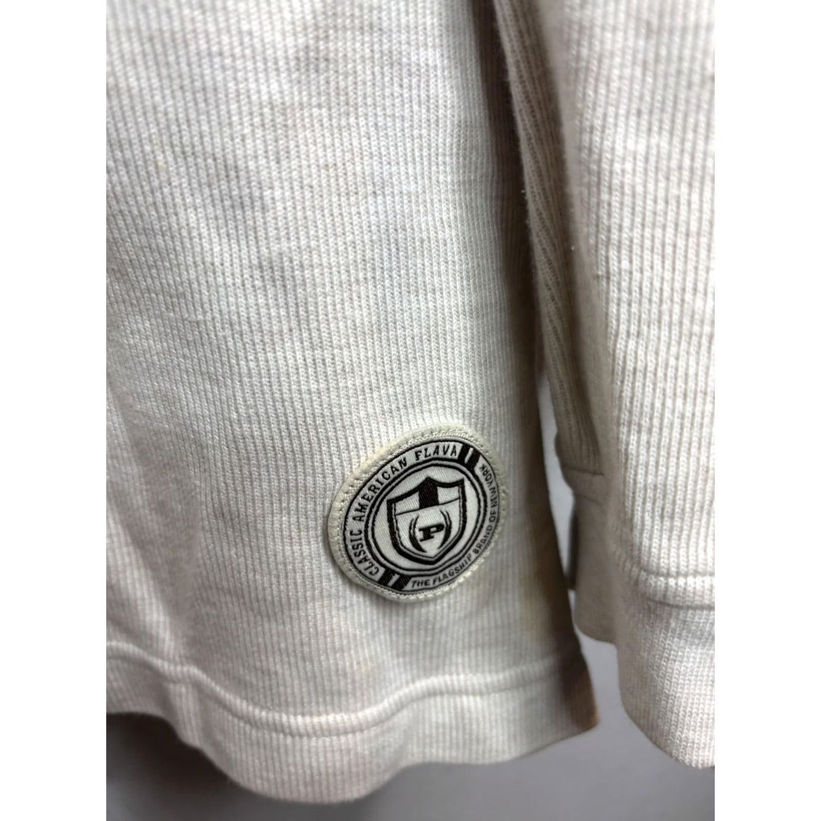 Phat Farm Phat Farm Shirt Mens L Cream Waffle Knit Thermal Long Sleeve Embroidered Crew Neck Graphic Print Streetwear Hip Hop Mens Size US L / EU 52-54 / 3 - 5 Thumbnail
