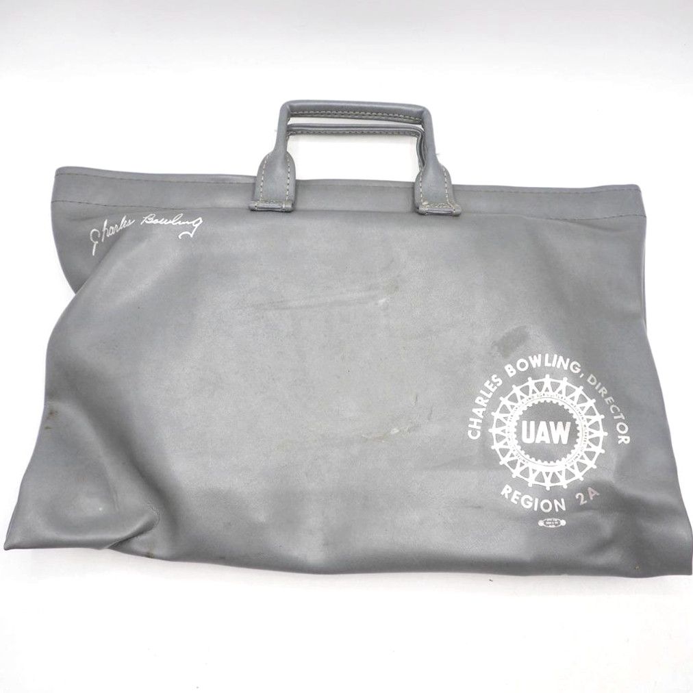 image of Vintage Uaw United Auto Workers Union Briefcase Attache Laptop Bag Faux Leather in White, Men's