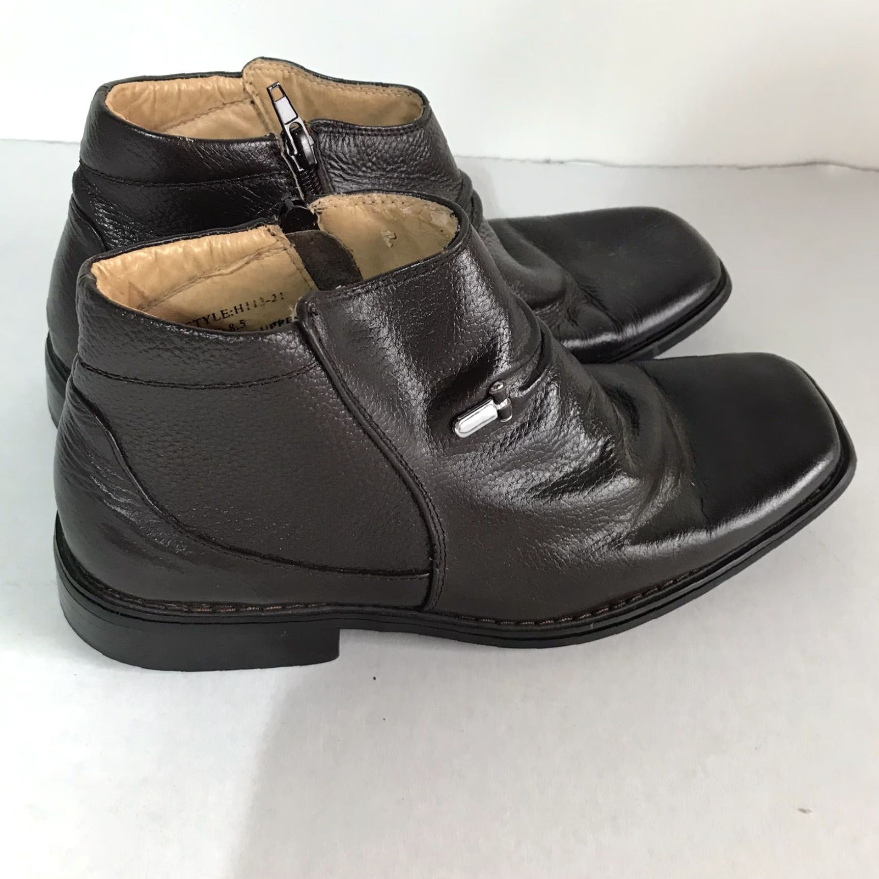 Vintage LA Milano Italy Collection Brown Leather Side Zip Dressy Ankle Boots Men’s Size 8.5 Size US 9 / EU 42 - 2 Thumbnail