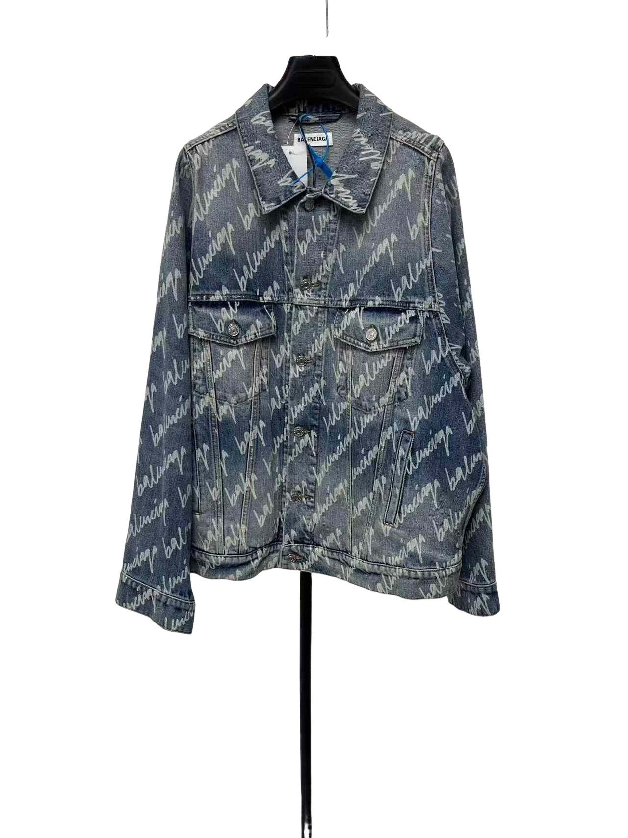 Balenciaga Balenciaga Logo Print Denim Jacket 40 Size M / US 6-8 / IT 42-44 - 1 Thumbnail