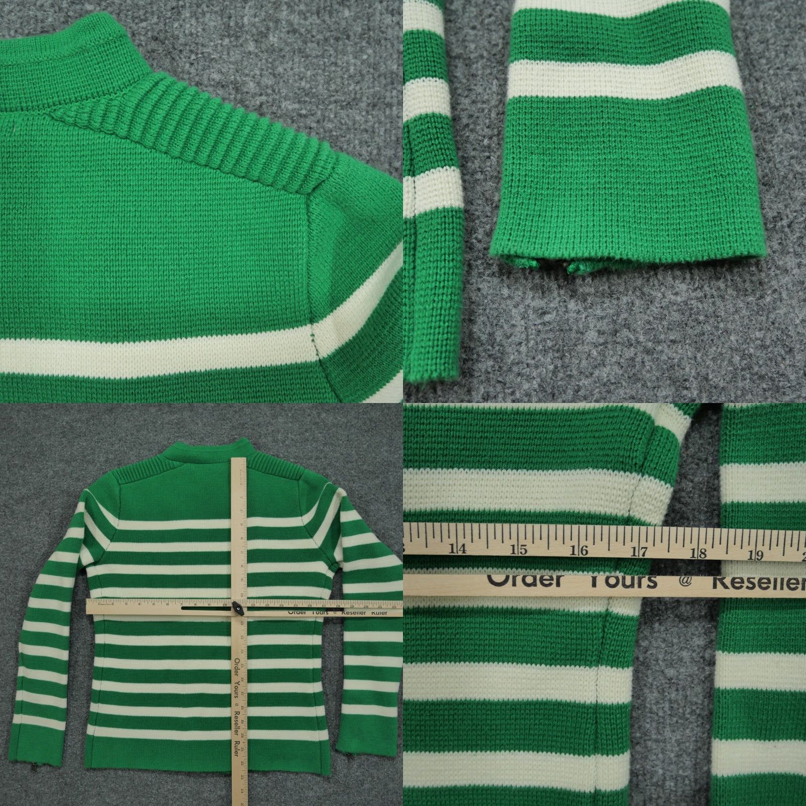 Gap VINTAGE Gap Cardigan Sweater Womens L Green White Stripped Asymmetrical Zip Crew Neck Knit Winter Size L / US 10 / IT 46 - 8 Thumbnail