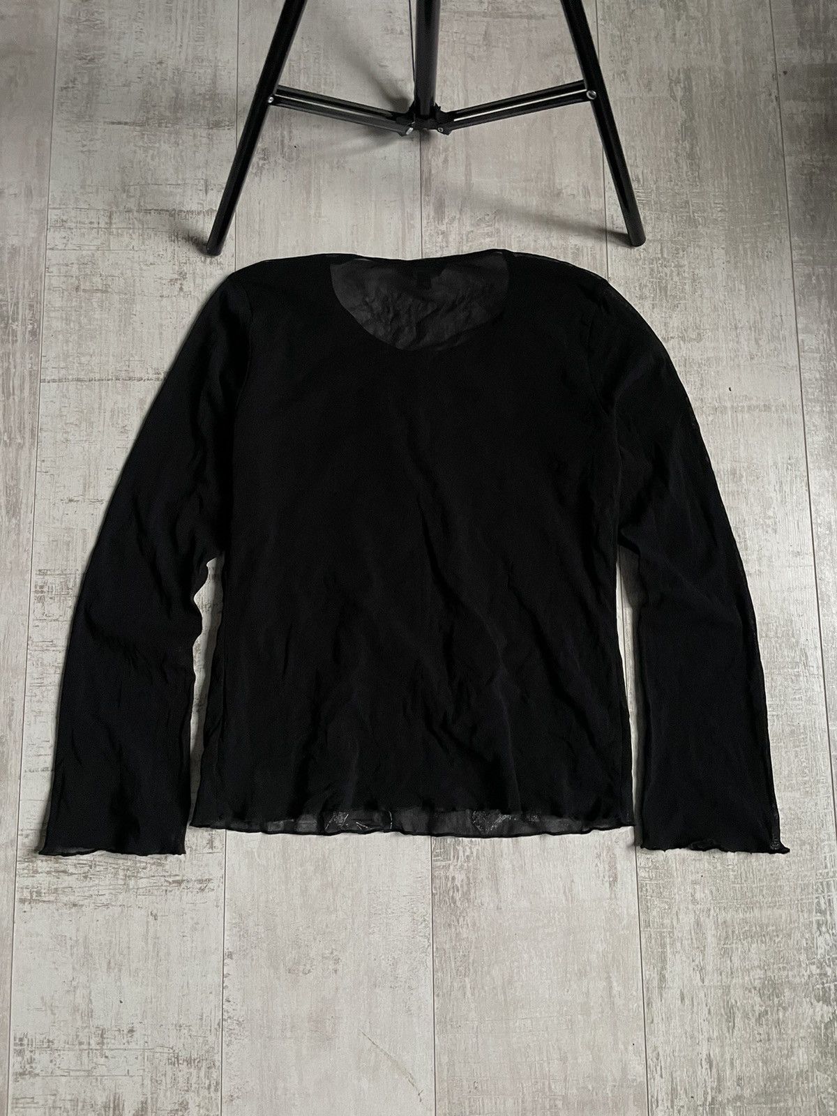 Japanese Brand Vintage Y2K Face Opium 00’s Mesh Black Long Sleeve Shirt Size XXL / US 16-18 / IT 52-54 - 4 Thumbnail
