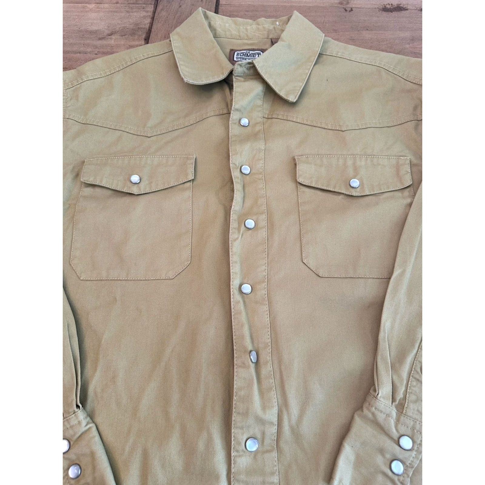 Vintage VINTAGE C.E. Schmidt Work Wear Mens L Pearl Snap Pockets Long Sleeve Twill Western Shirt Size US L / EU 52-54 / 3 - 3 Thumbnail