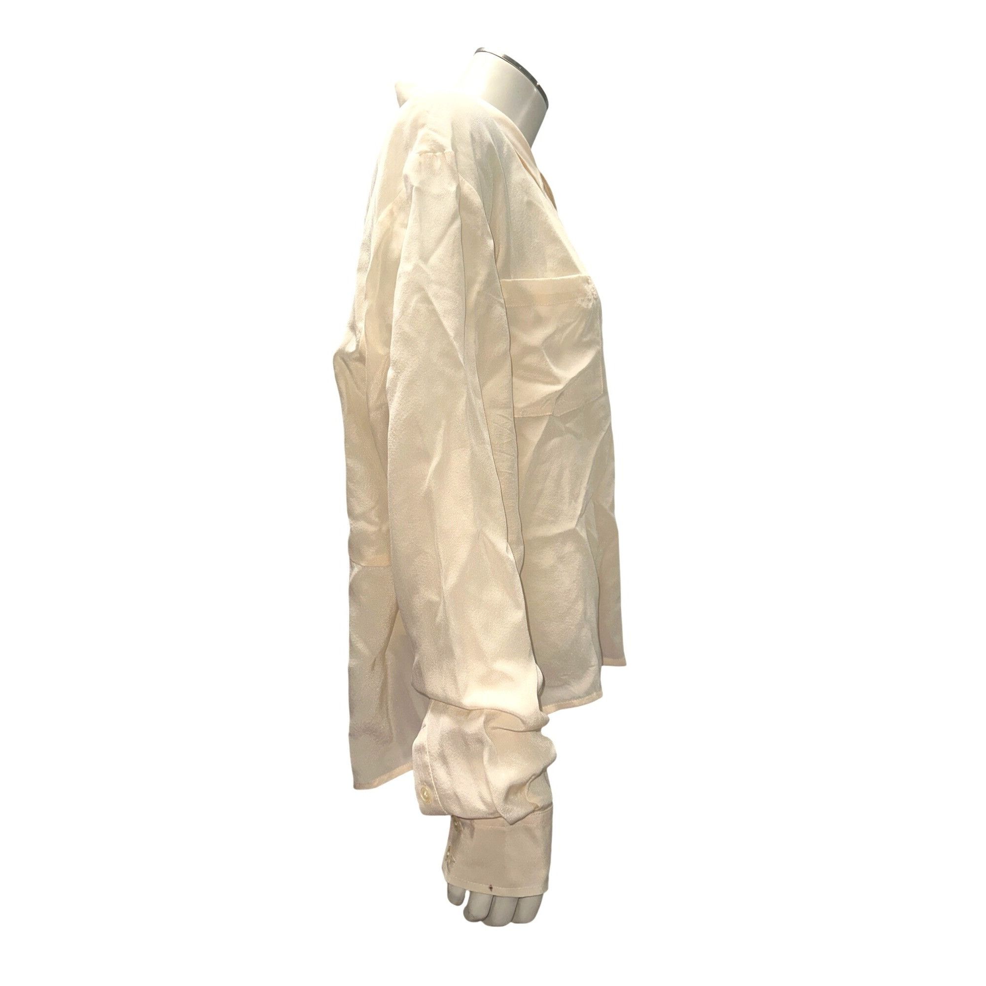 Other Moda International Large Ivory Sheer Silk Blouse Slit Back C Size L / US 10 / IT 46 - 4 Thumbnail