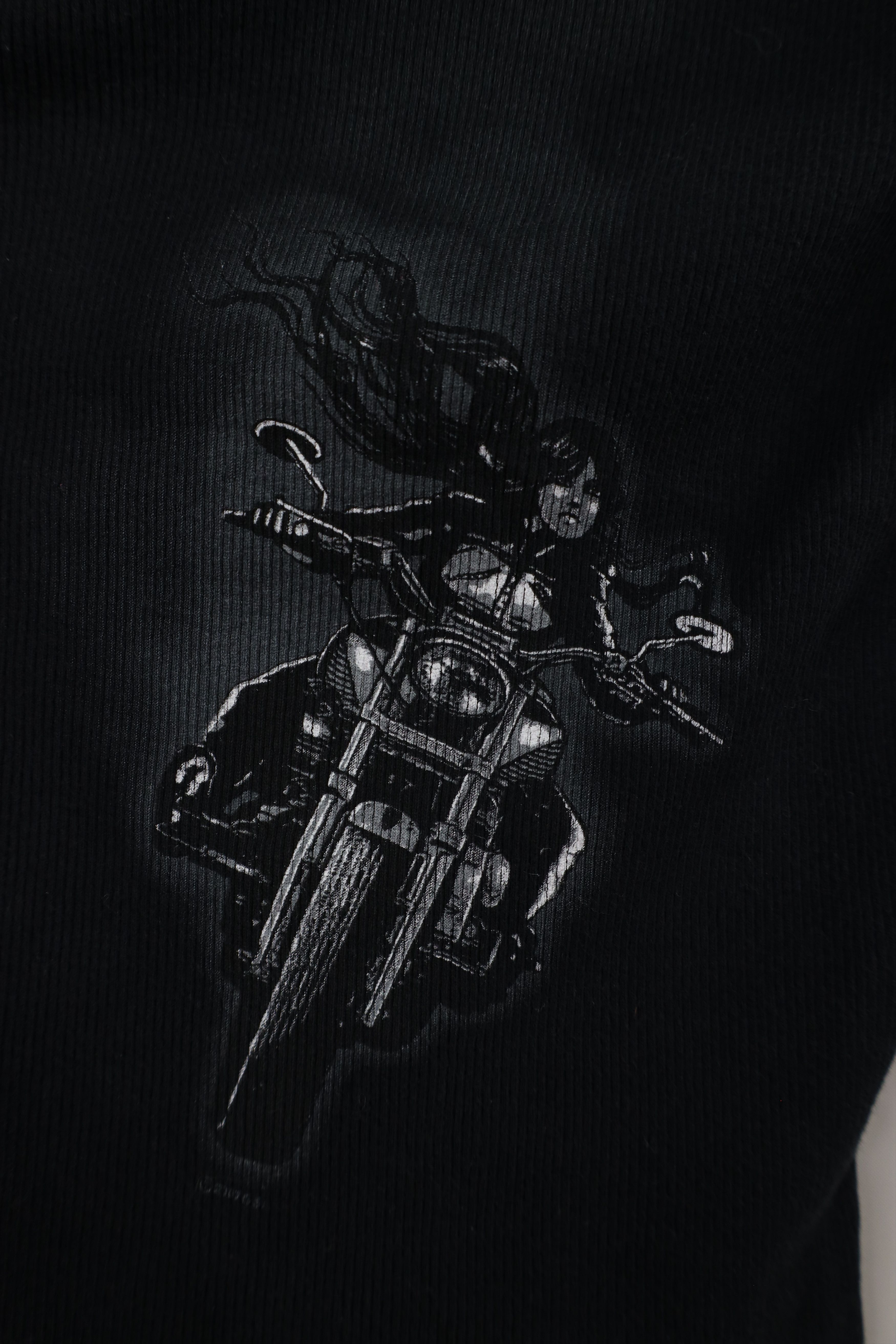 Vintage Vintage Y2K Flames Motorcycle Thermal Knit T-Shirt Black Size S / US 4 / IT 40 - 4 Thumbnail