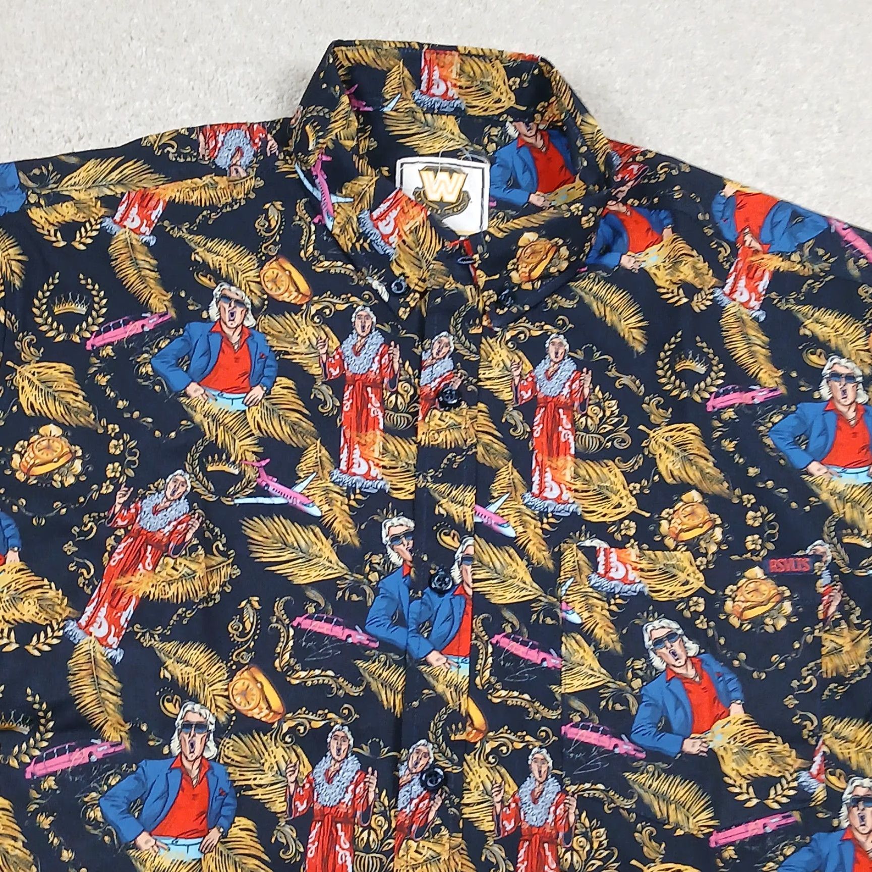 Vintage VINTAGE RSVLTS The Roosevelts Wrestling Legends Rick Flair Shirt Men Large Black AOP Size US L / EU 52-54 / 3 - 2 Thumbnail