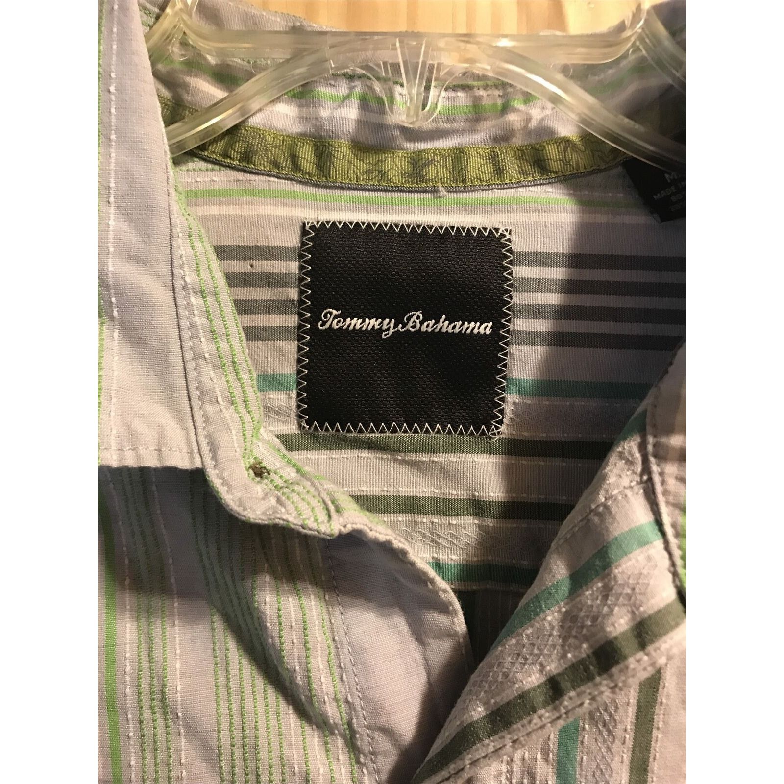 Tommy Bahama Tommy Bahama Mens M Striped Silk Blend Button Hawaiian Shirt Size US M / EU 48-50 / 2 - 2 Thumbnail