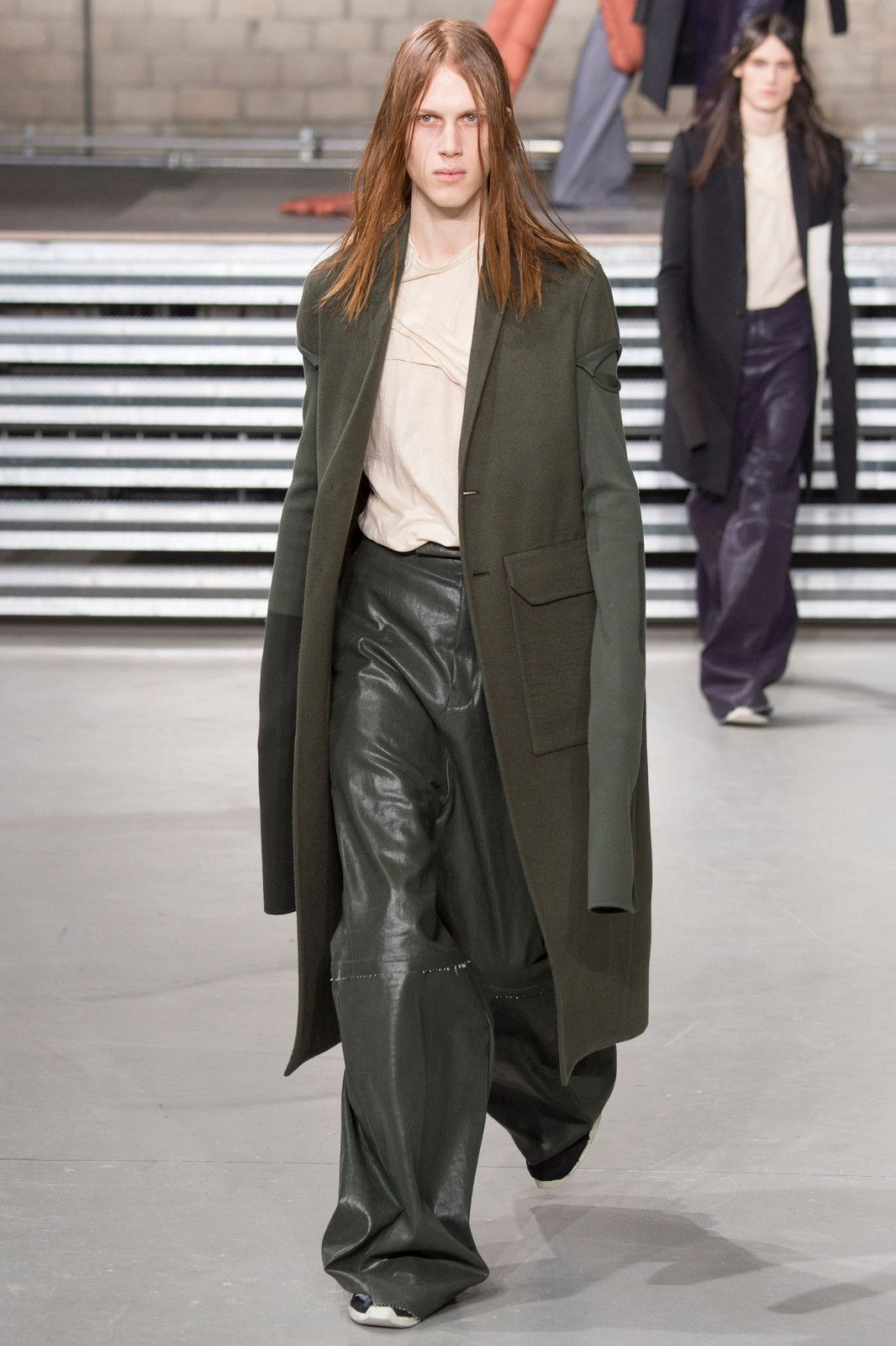 image of Rick Owens Fw17 Cashmere Weakling Glitter Coat in Forest, Men's (Size Medium)
