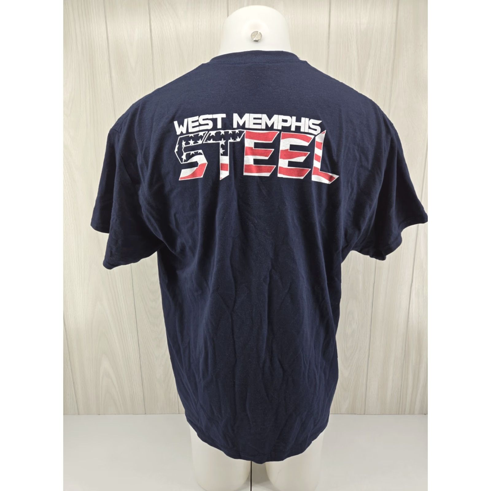 Gildan VINTAGE West Memphis Steel T Shirt XL Blue Gildan Men Short Sleeve Crew Neck Cotton Polyester T-Shirt Size US XL / EU 56 / 4 - 2 Thumbnail