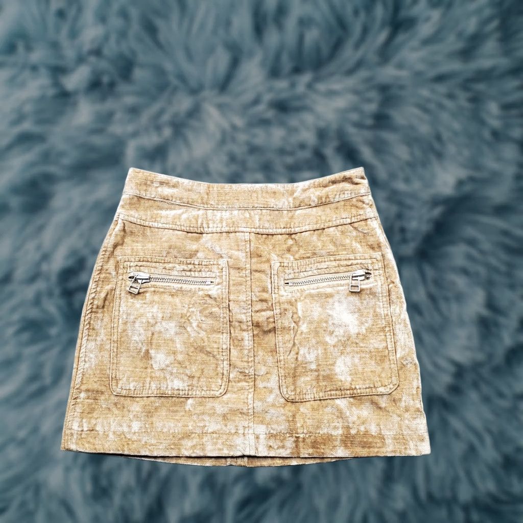 Free People Free People Skirt Womens 0 Tan Crushed Velvet A-Line Mini Lined Pockets Size 25" / US 0 / IT 36 - 1 Thumbnail