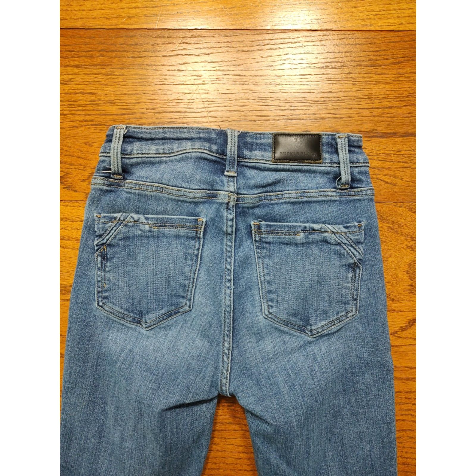 Vintage Buckle Black Fit No. 35 Ankle Skinny Jeans Blue Women's Tag 24 X 26 Distressed Size 42" / US 20 - 3 Thumbnail