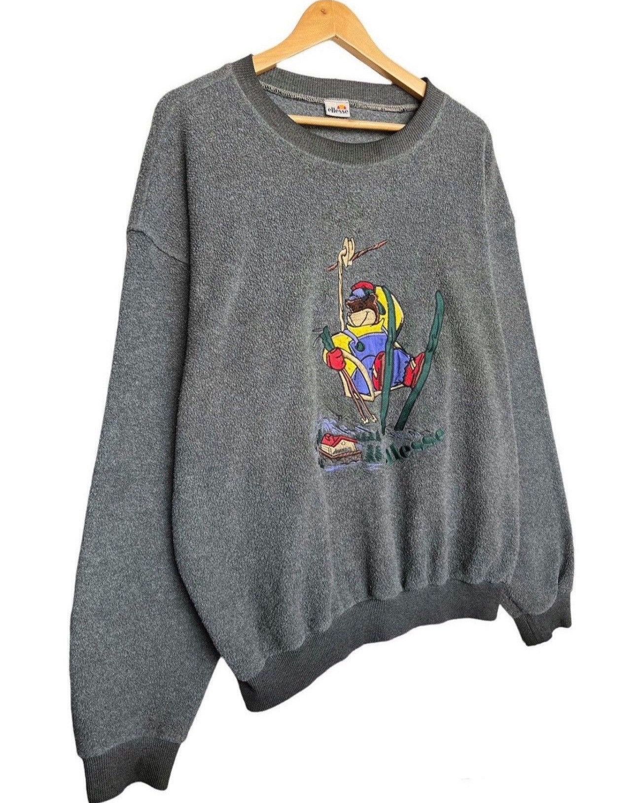 Ellesse × Vintage Rare🔥 Vintage 90's Ellesse Bear Ski Fleece Sweatshirt Size US L / EU 52-54 / 3 - 2 Thumbnail