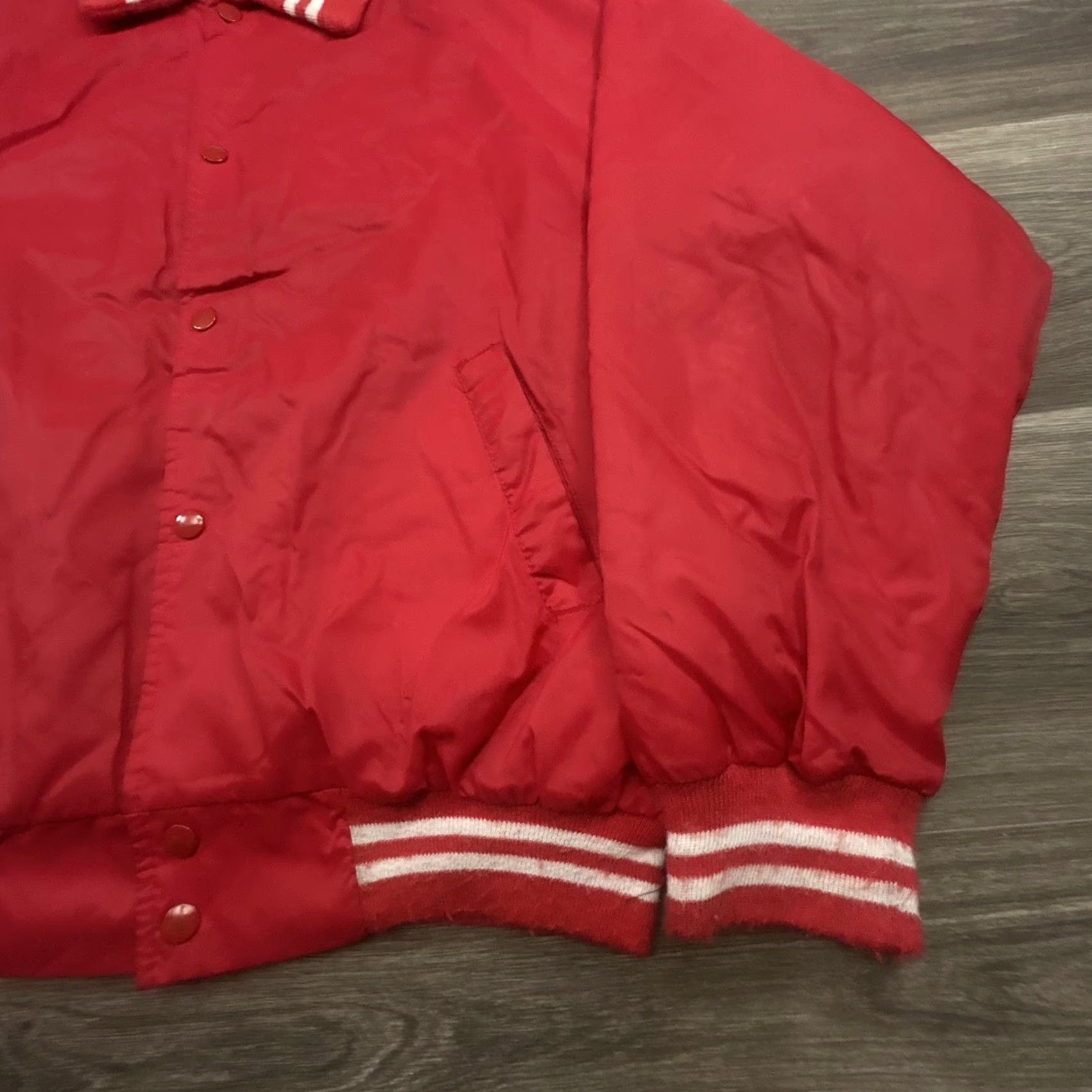 Vintage VINTAGE Columbus Tech Jacket Mens XL Red Varsity Jacket College School 80s USA Size US XL / EU 56 / 4 - 3 Thumbnail