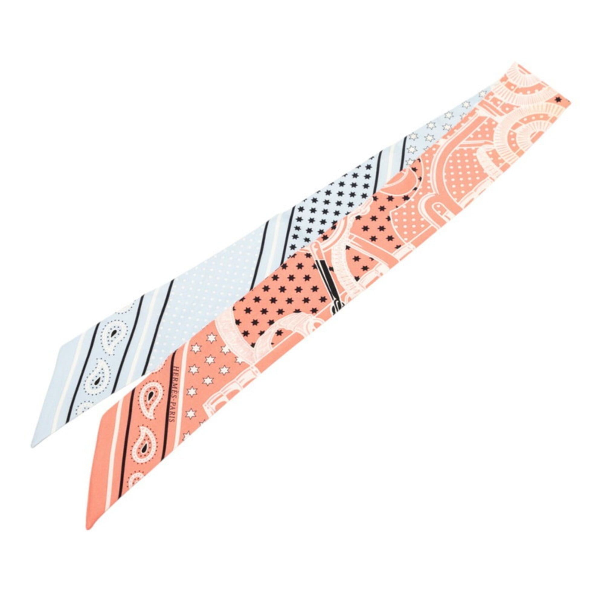 Hermes Hermes Twilly EPERON D'OR CUT Scarf/Muffler, Pink/Blue, Silk, Women's Size ONE SIZE - 1 Thumbnail