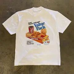 VIBE White casual retro orange print t-shirt Size US L / EU 52-54 / 3 - 4 Thumbnail