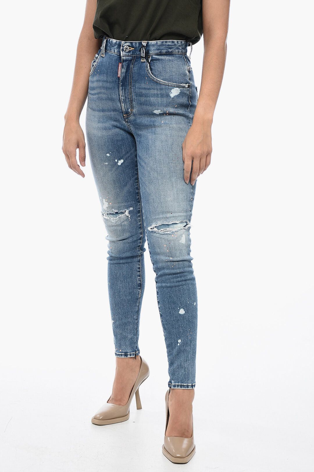 Dsquared2 Twiggy High-Waist Jeans with Acid-Wash Effect 12cm Size 27" / US 4 / IT 40 - 1 Thumbnail