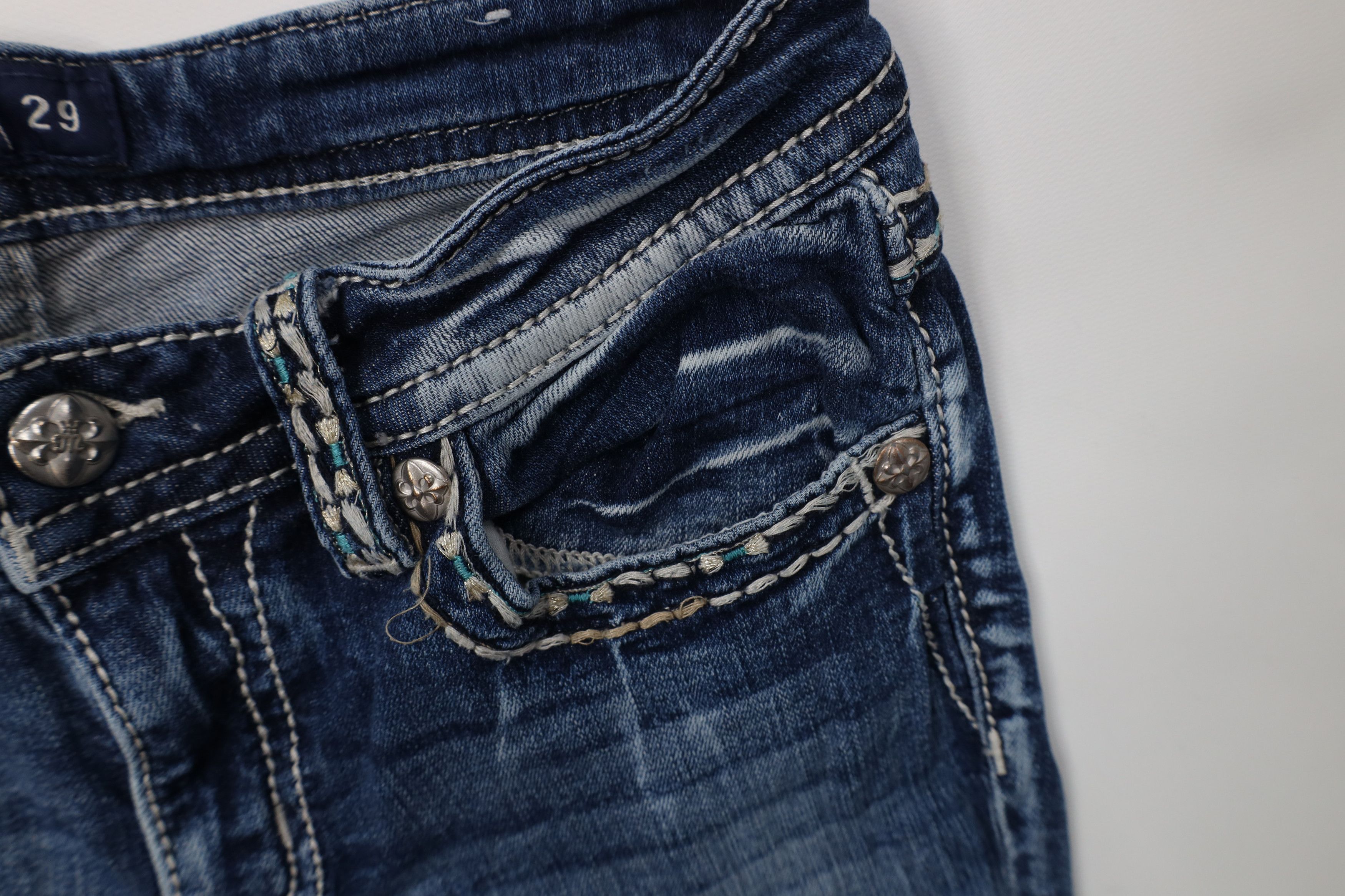 Miss Me Miss Me Stitch Jeweled Hailey Skinny Leg Denim Jeans Blue Size 29" - 5 Thumbnail