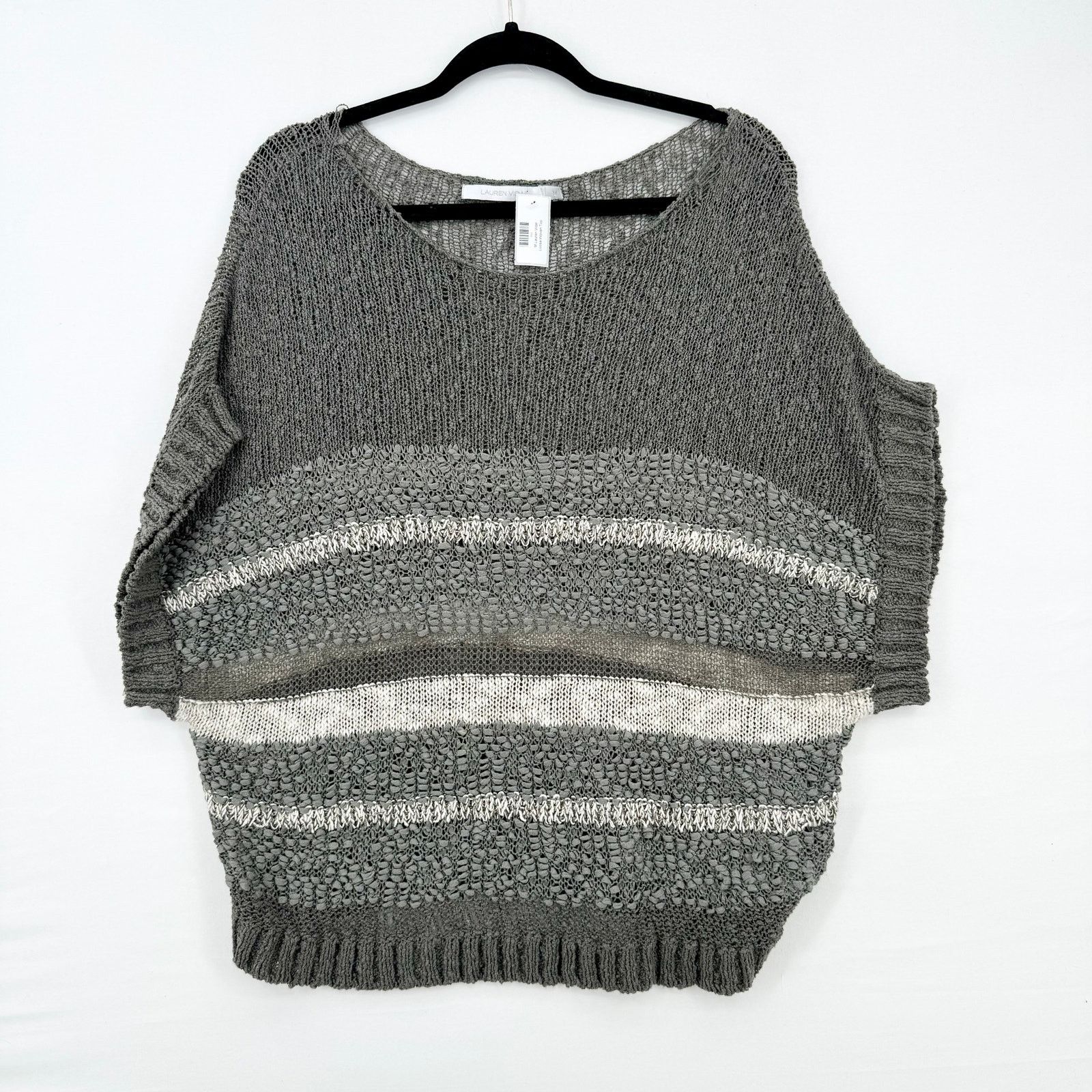 Other Lauren Vidal Grey & Cream Oversized Knit Sweater Top Size M Size M / US 6-8 / IT 42-44 - 1 Thumbnail