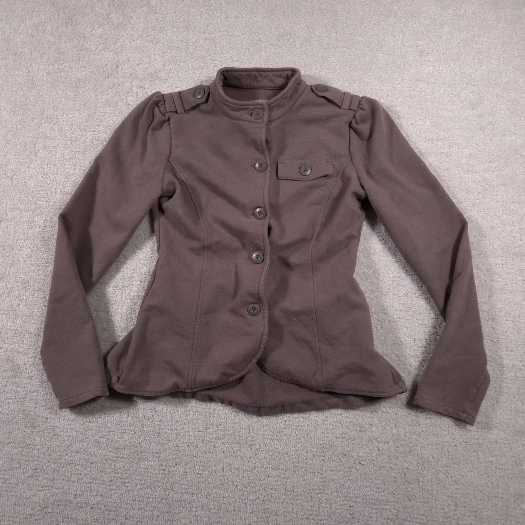 Converse Converse One Star Jacket Womens Small Military Button Up Stretch Fitted Modern Size S / US 4 / IT 40 - 2 Thumbnail